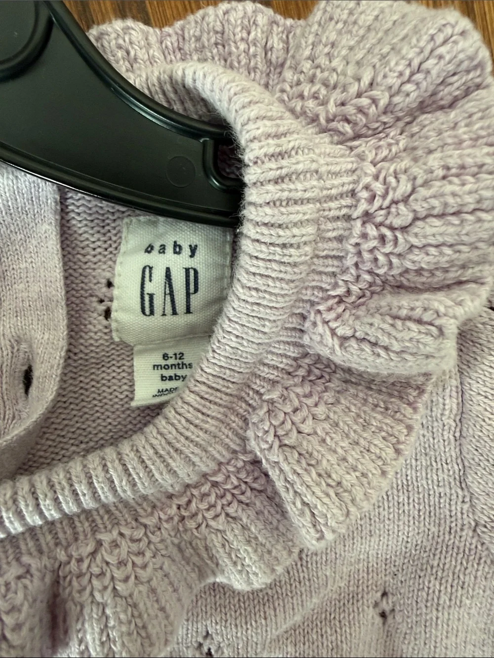 GAP Light Lilac Knit Set 6-12M with Ruffle Collar